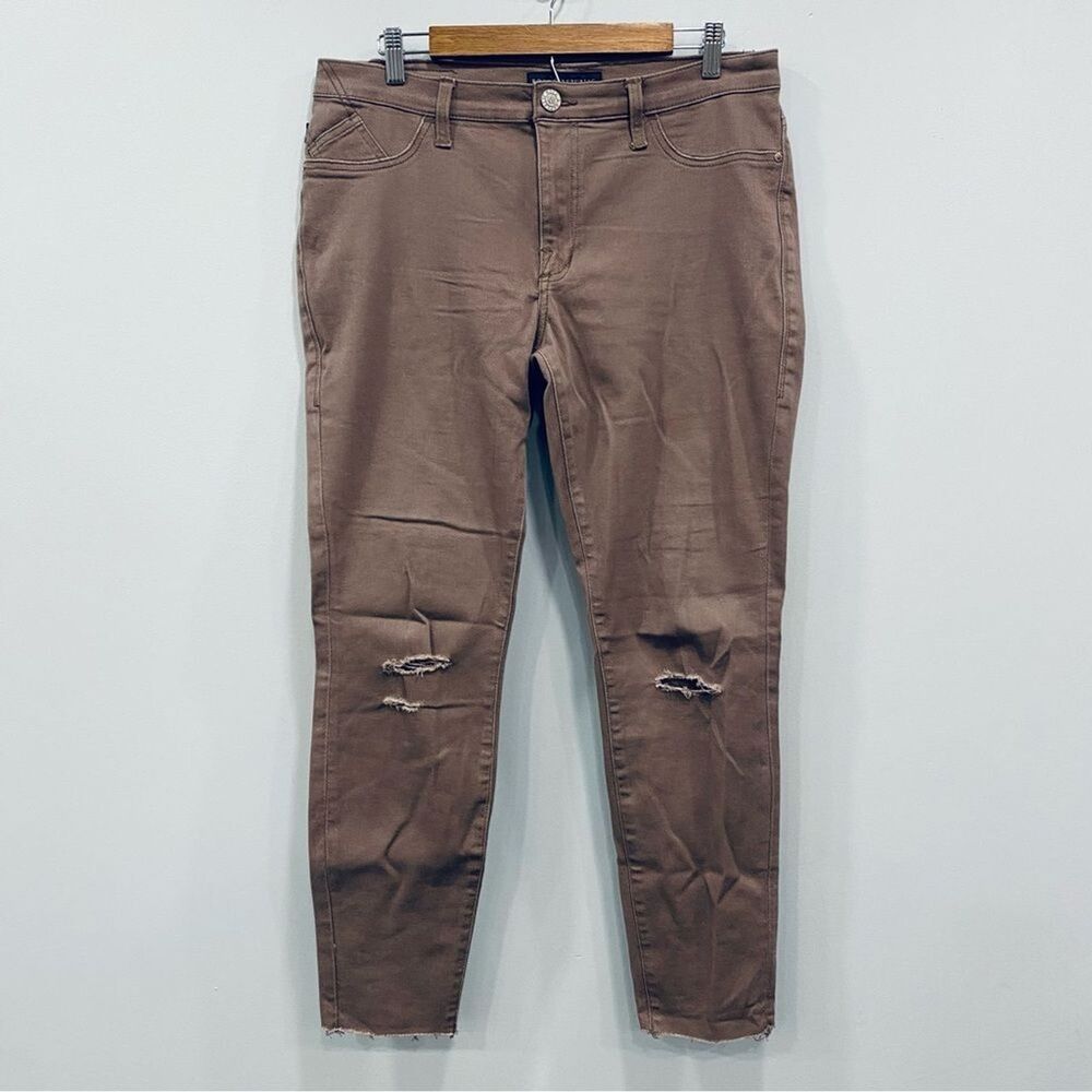 ROCK & REPUBLIC 14M Kashimere Taupe Brown Ripped Distressed Denim Skinny Jeans